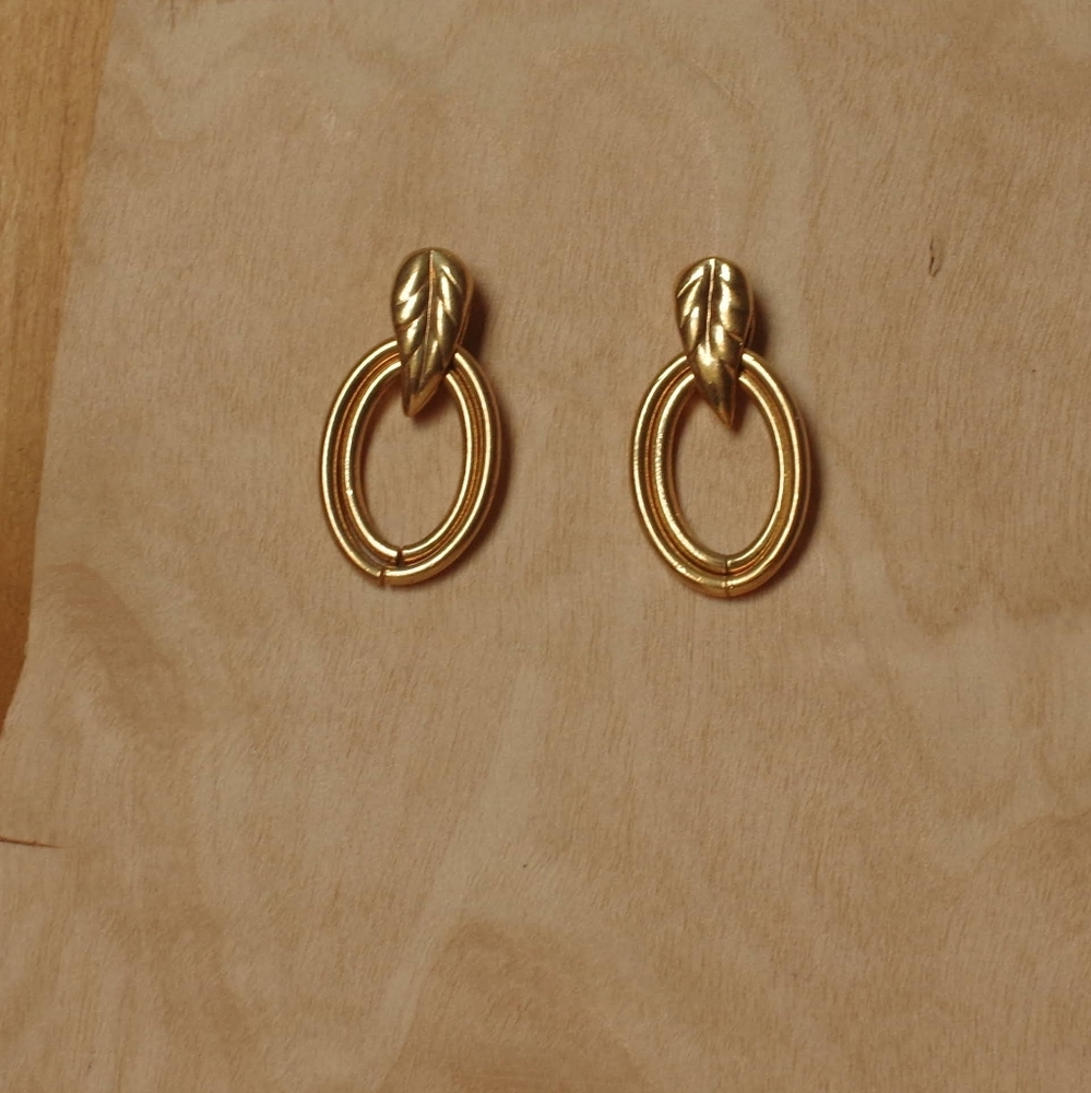 New 3/$18 Gold Leaf Hoops Round Hoop Earrings Stud